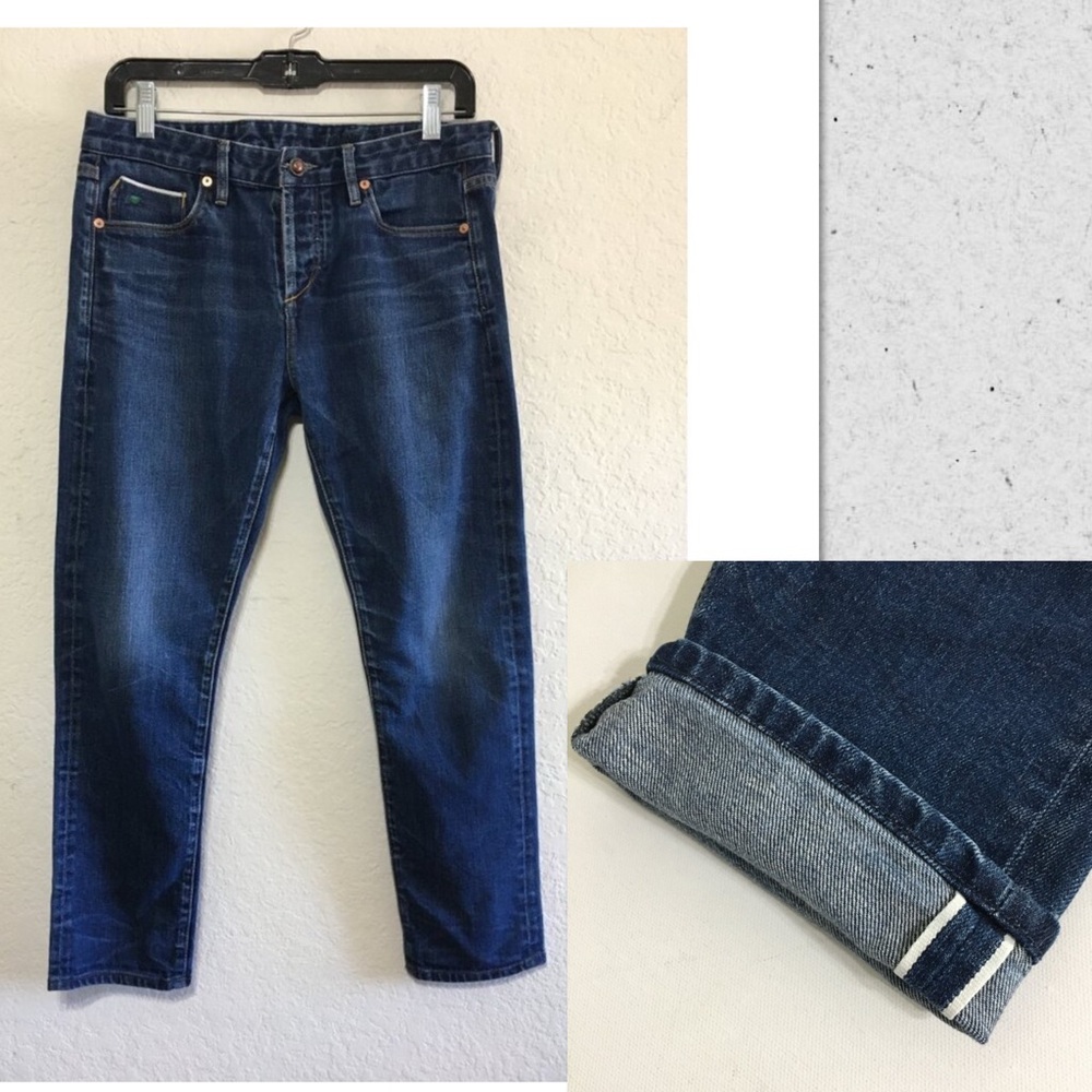 TORTOISE Jean Womes Selvedge Denim Slim Straight Size 26 Blue Made in USA